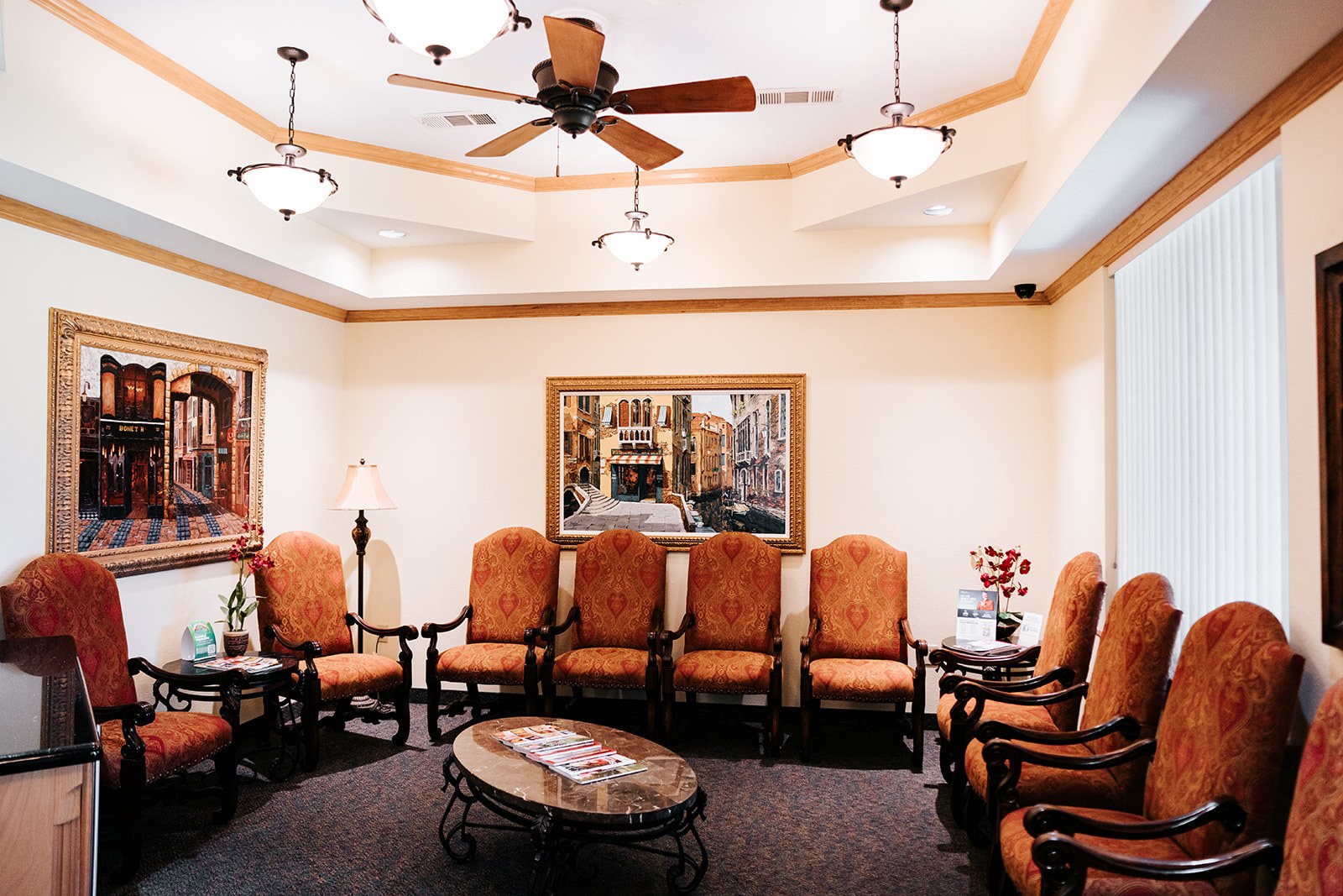 The waiting room at Forte Implant Center in Plano
